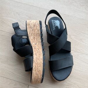 Sorel Women's Black Wedge Sandals